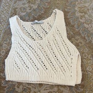 Cream Knit Sleeveless Top